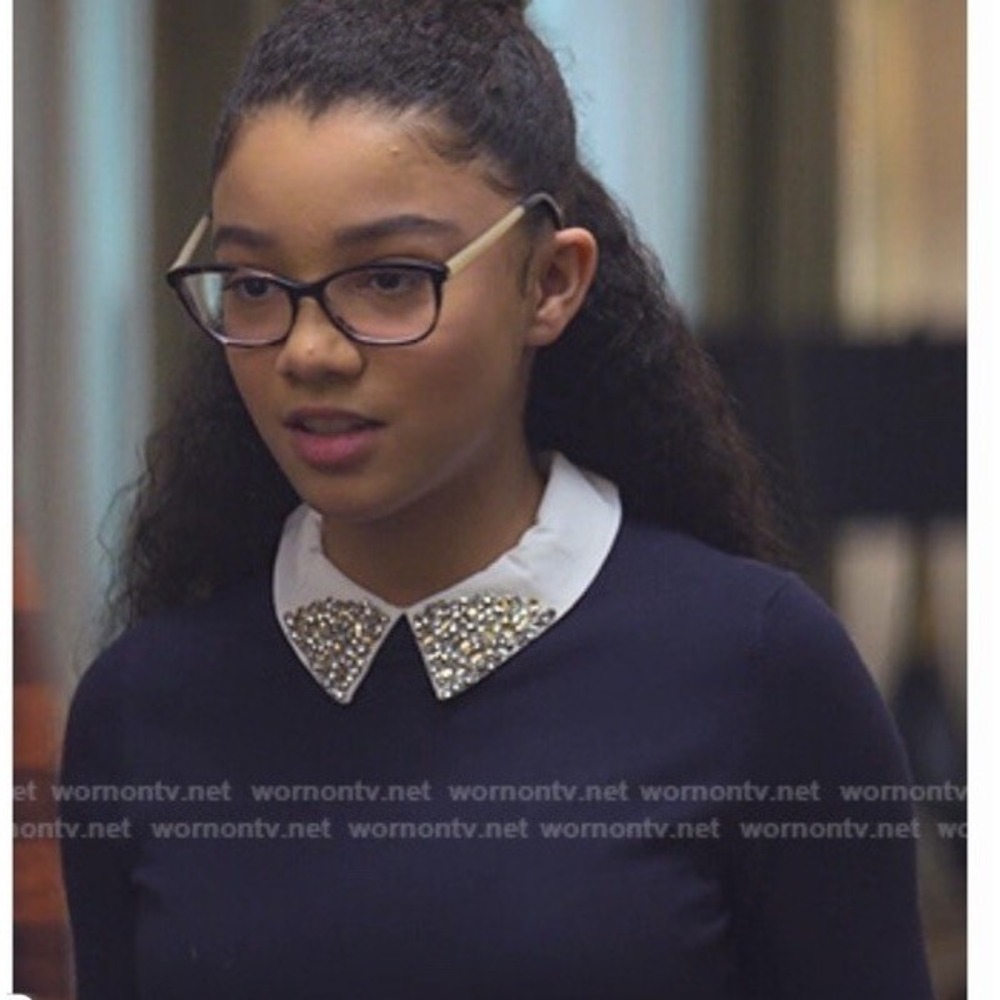 Ted Baker Liaylo Navy Embellished Collar Layered Sweater ASO Baby-Sitters Club 1 - Picture 3 of 12